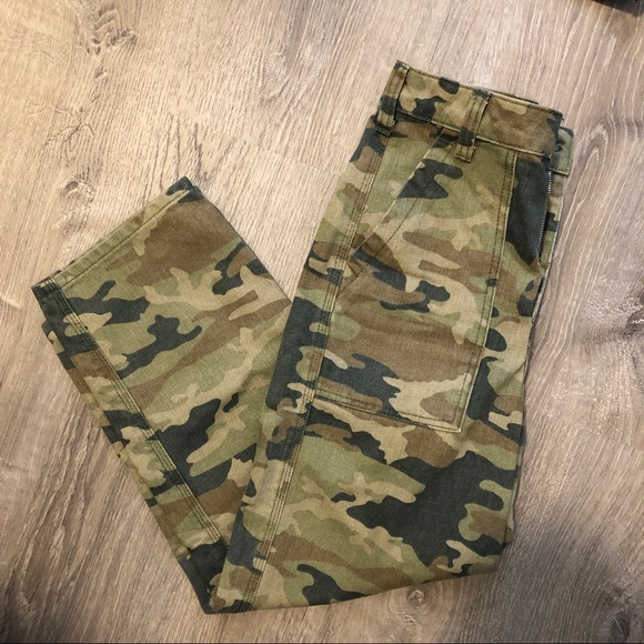 Free People High Waisted Camo Wide Legged Pants - Picture 3 of 5